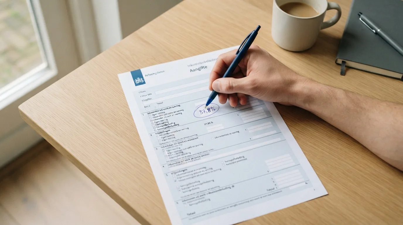 Belastingaangifteformulier met het vak kansspelbelasting gemarkeerd
