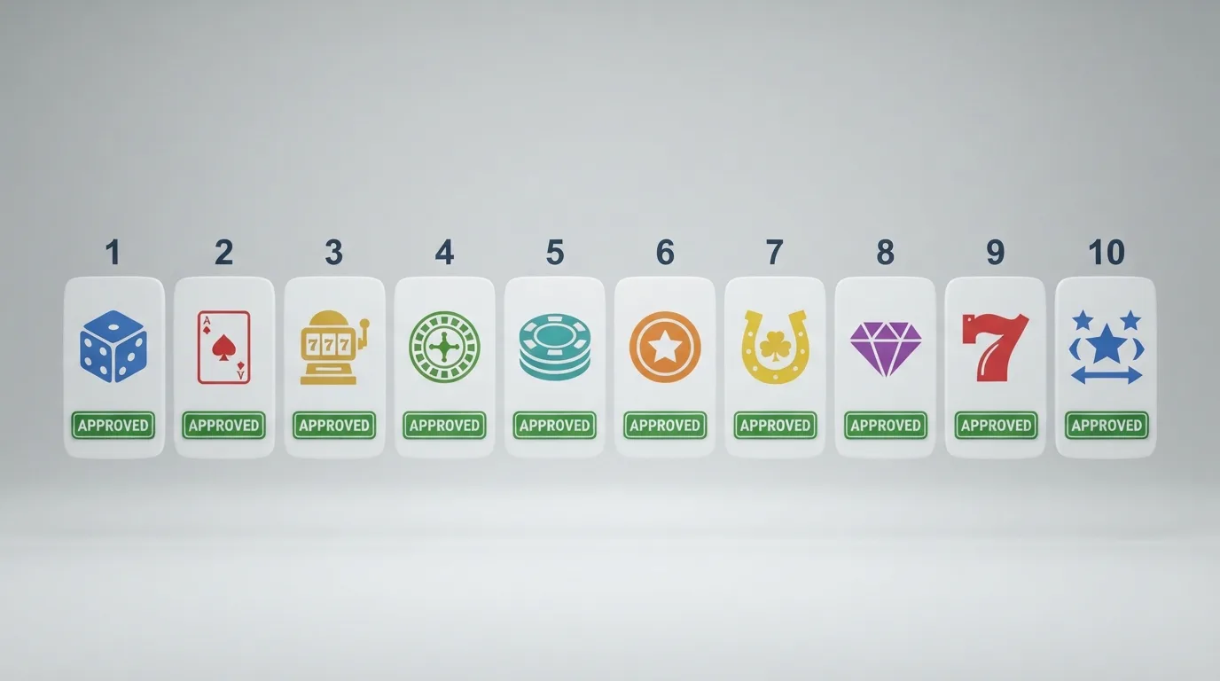 Een rij van tien online casino-logo's met daaronder hun Ksa-vergunning.