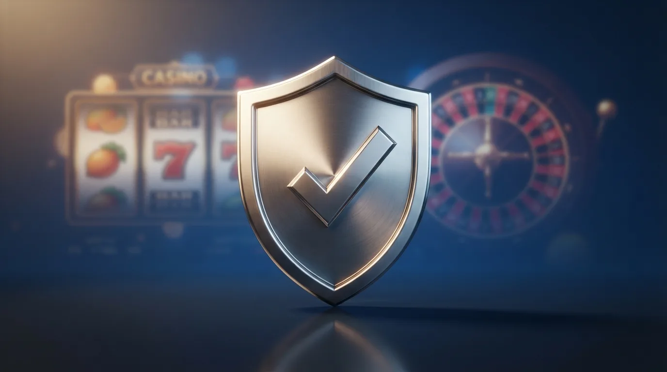 Het logo van de Kansspelautoriteit op de achtergrond van een casino-interface