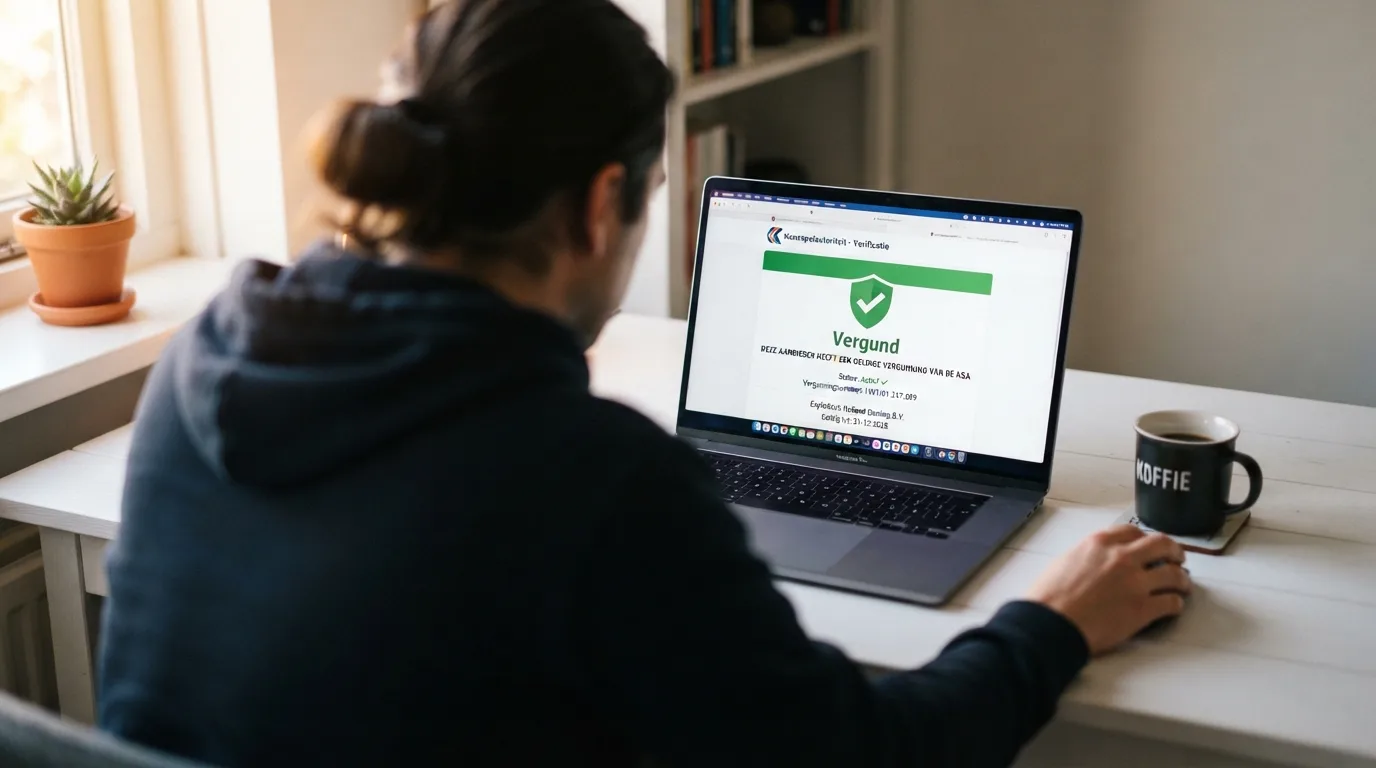 Het logo van de Kansspelautoriteit naast een casino-vergunningsdocument