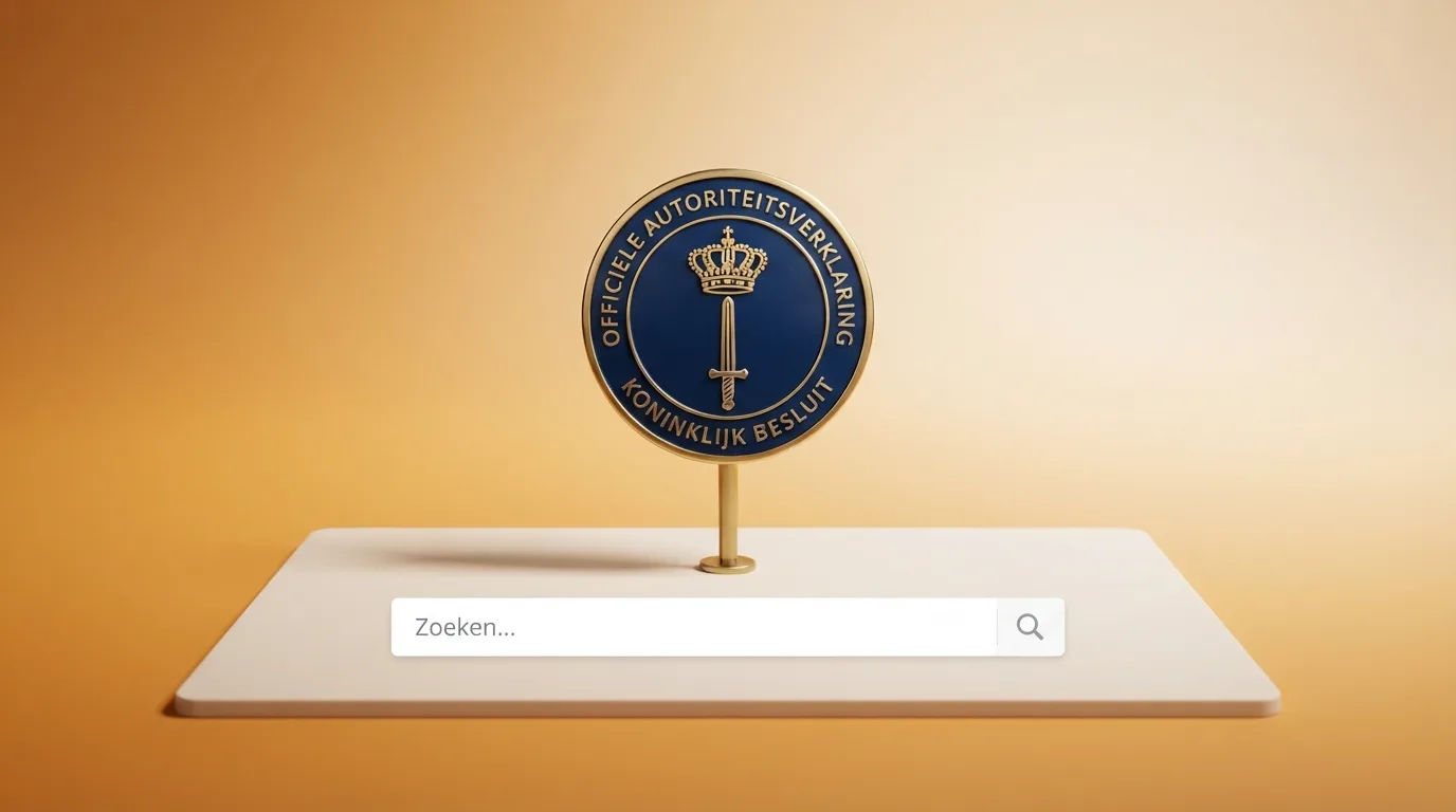 Het logo van de Kansspelautoriteit boven de zoekbalk van het openbare vergunningenregister