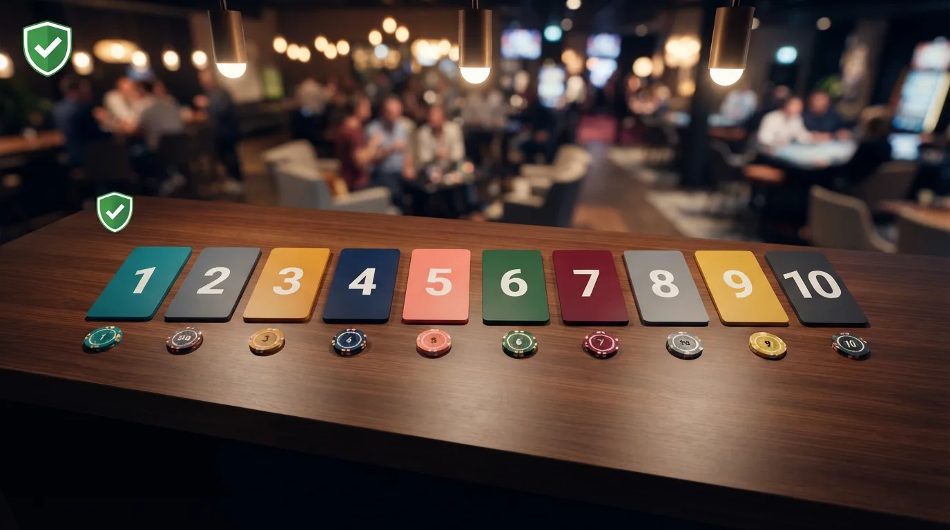 De logo's van de tien besproken Nederlandse online casino's met het Ksa-keurmerk en de vermelding van Big Time Gaming in hun spelaanbod