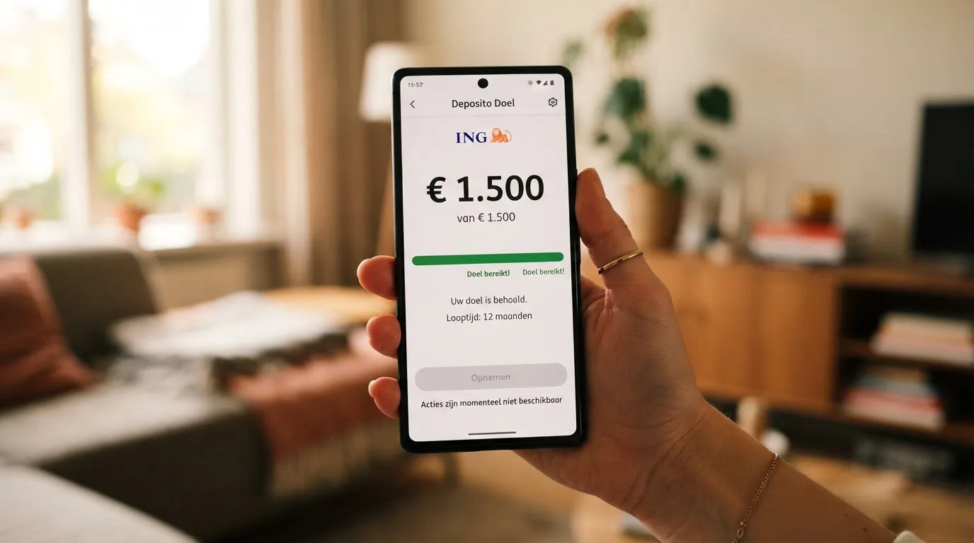 Stortingsscherm met een teller die stopt bij 1.500 euro en een geblokkeerde opnameknop