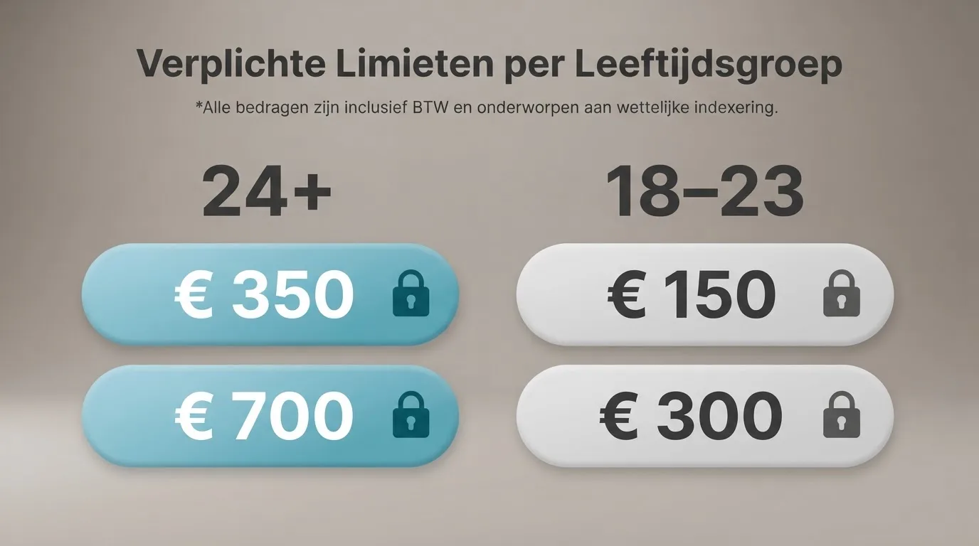 Schema met twee leeftijdsgroepen en twee limietbedragen per maand