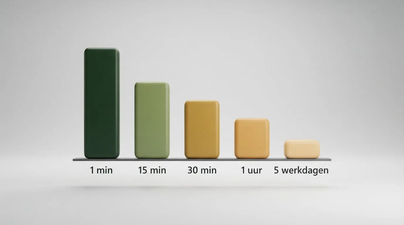 Een staafdiagram of visuele vergelijking van uitbetalingssnelheden van verschillende casino's, van minuten tot werkdagen
