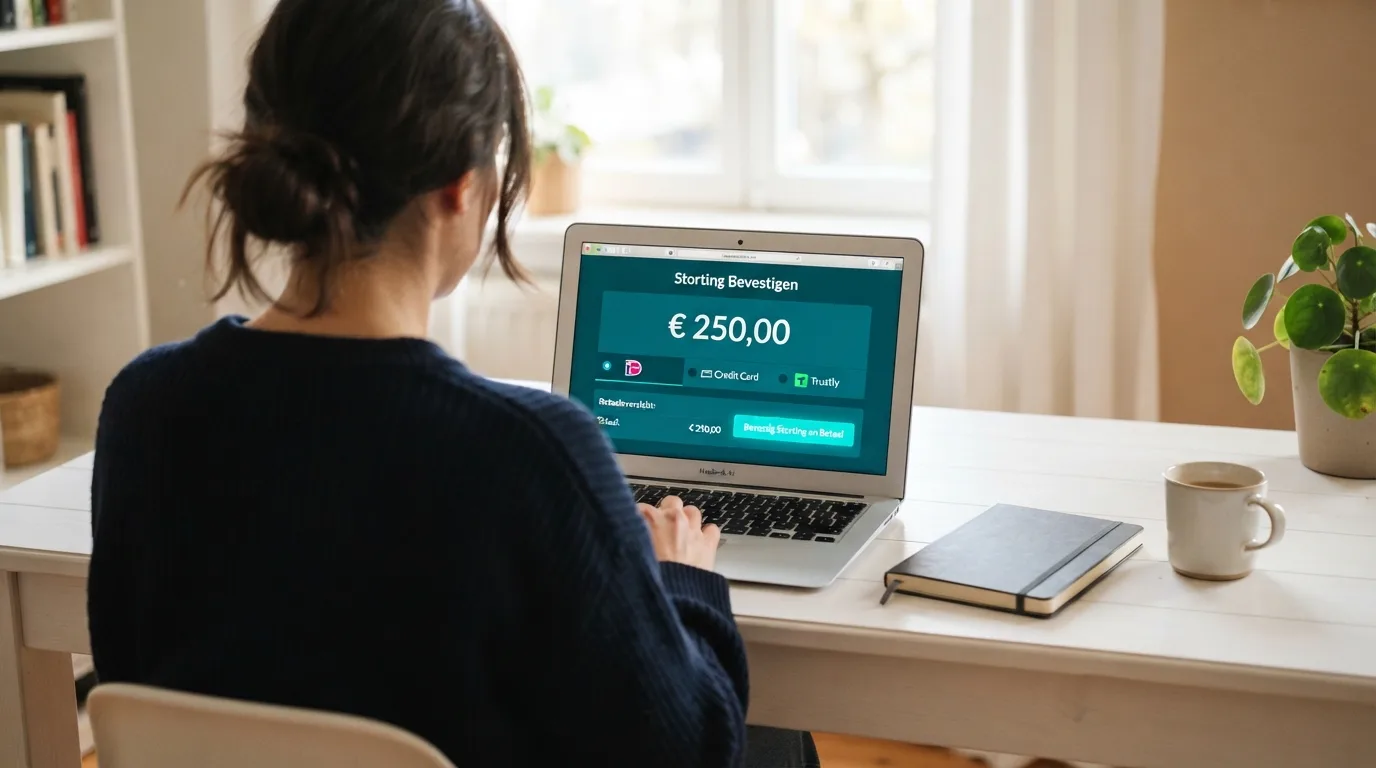 Een vergelijkingstabel met tien casino's en hun minimale storting op een beeldscherm